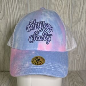 DK Caps Stay Salty Tie-Dye Trucker Adjustable Strap Cap NWT